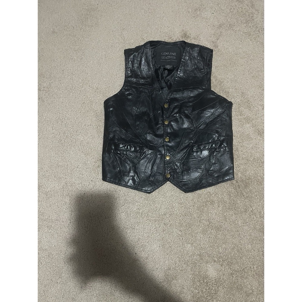 Navarre Leather Company Vest Mens Medium Black Genuine Biker Motorcycle